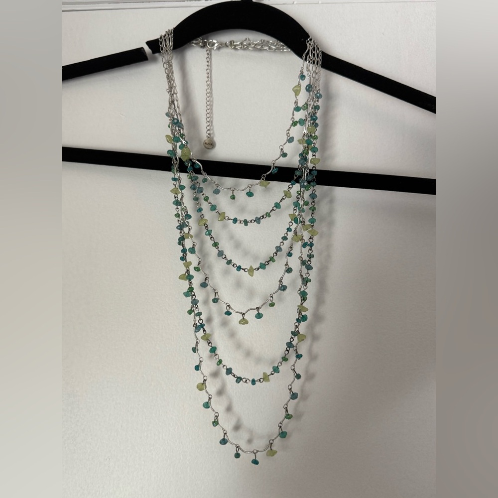 Alfani Blue and Green Stone Silver Statement Necklace